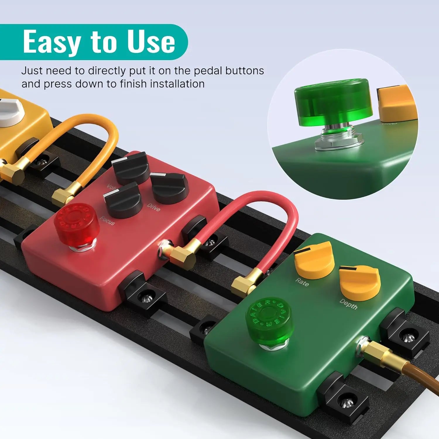 DAIERBUM 20PCS Footswitch Topper Guitar Pedal Topper Multi Color Pedal Button Caps Guitar Pedal Stomp Knobs for Pedal Board