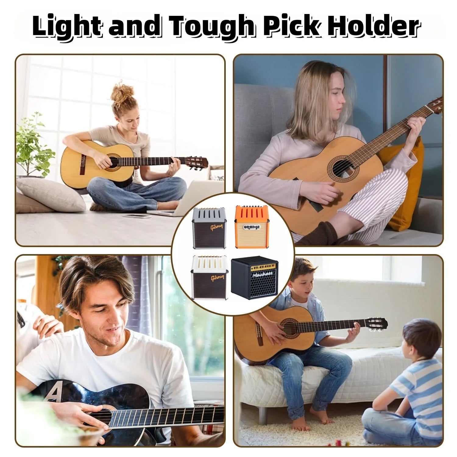 Miwayer Guitar Pick Holder/3D Printed Large-Capacity Portable Amp  Shape Guitar Pick Holder w/5 Slots/for Guitar Accessories