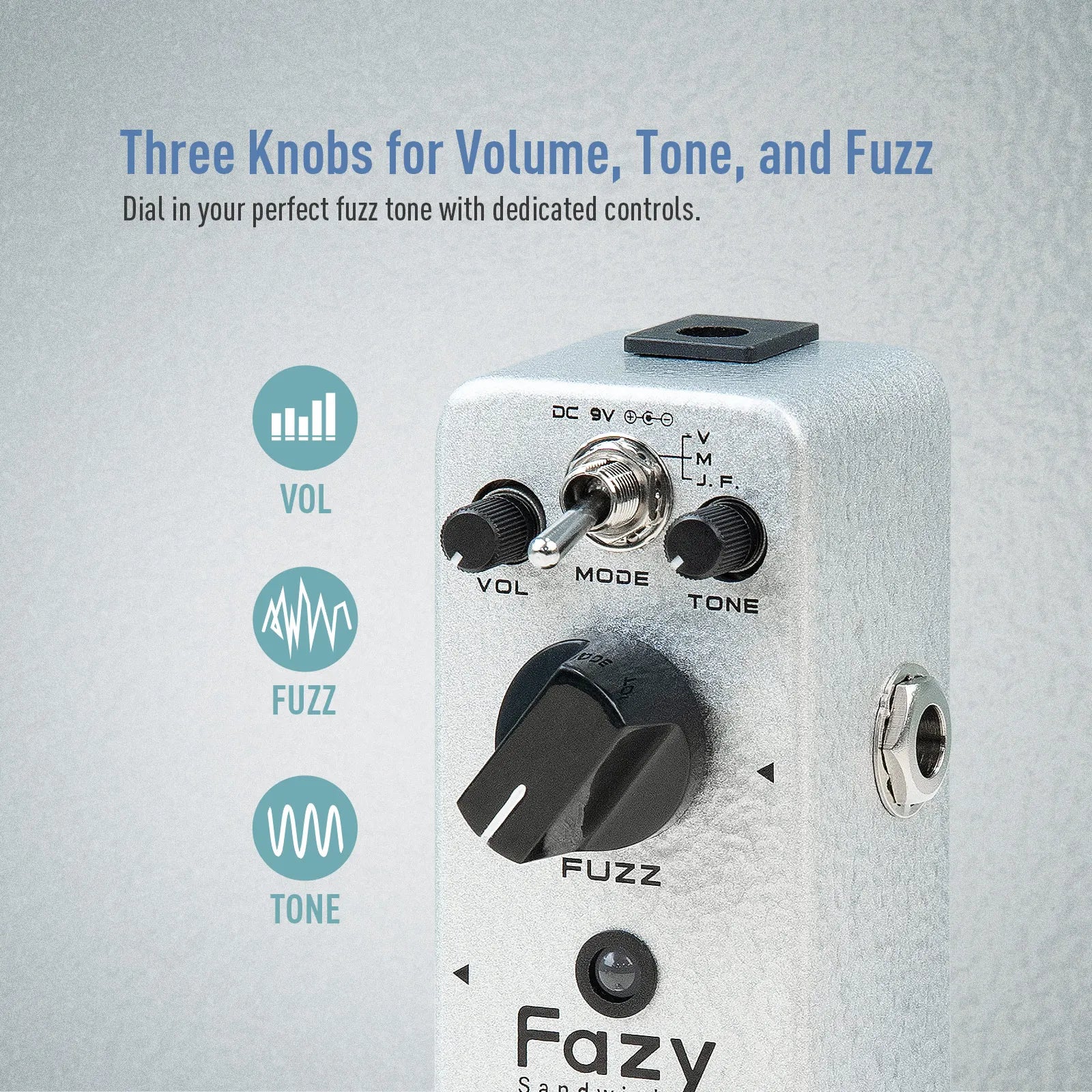 SONICAKE Fazy Sandwich Fuzz Guitar Effects Pedal Classic Fuzz Tone 100%-Analog True-Bypass QSS-24