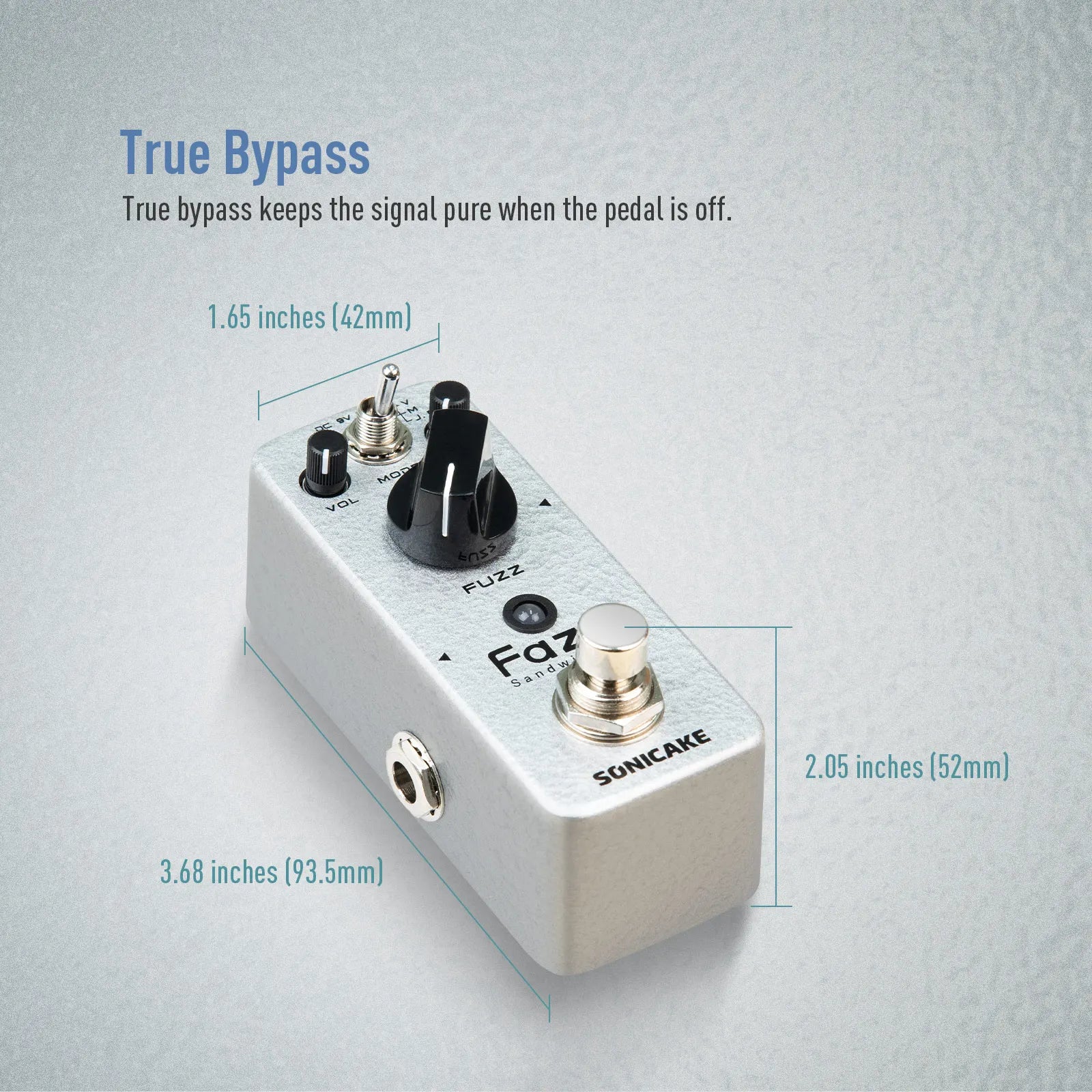 SONICAKE Fazy Sandwich Fuzz Guitar Effects Pedal Classic Fuzz Tone 100%-Analog True-Bypass QSS-24