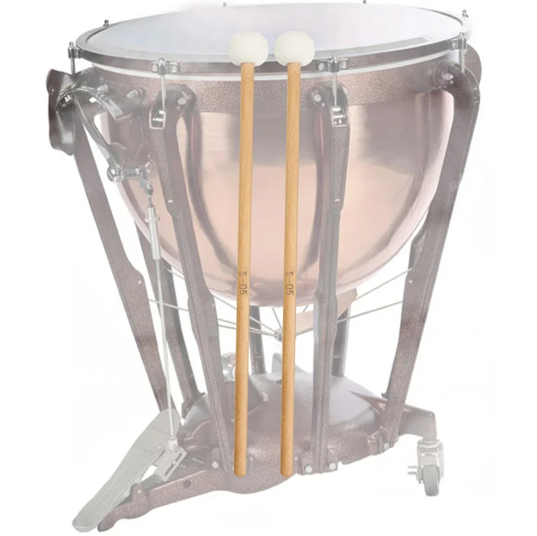 1 Pair Drumsticks Felt Drum Mallets Solid Wood Handle Drum Sticks Timpani Snare Drum Parts Percussion Instrument Accessories