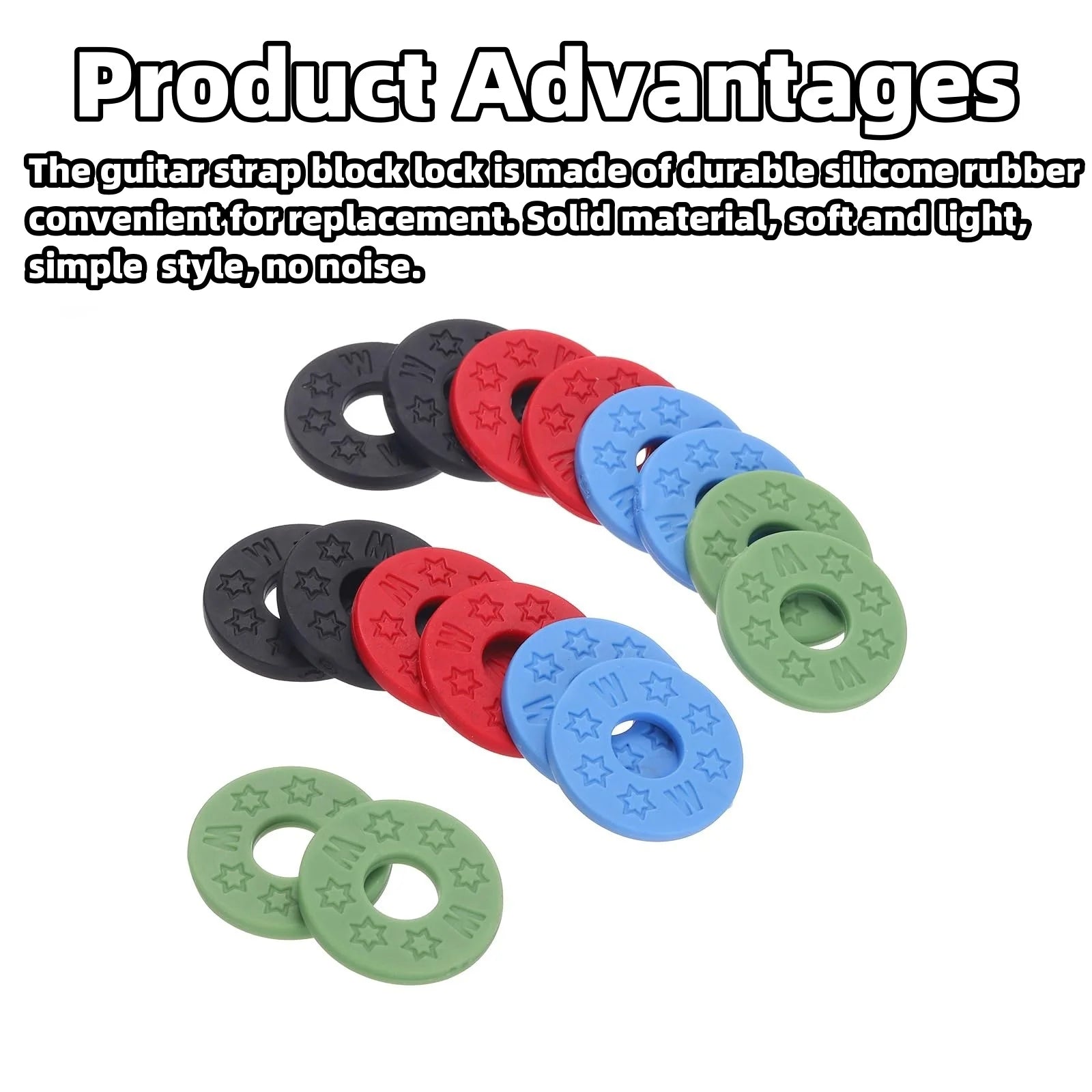 Miwayer 10 Pcs Guitar Rubber Strap Locks Anti Slip PE Pads/Secure and Safe Guitar Strap Locks Compatible Guitar Protect