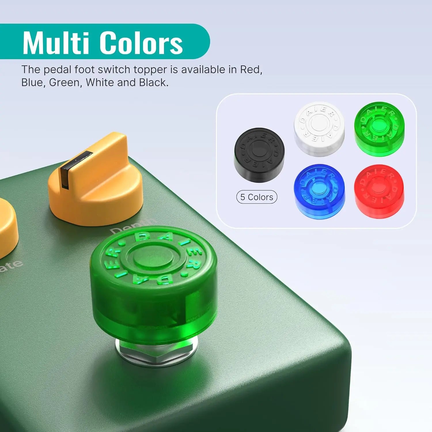 DAIERBUM 20PCS Footswitch Topper Guitar Pedal Topper Multi Color Pedal Button Caps Guitar Pedal Stomp Knobs for Pedal Board