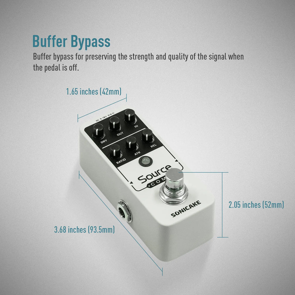 SONICAKE Source Compressor 1176 studio Compressor Guitar Effects Pedal Analog Buffered-Bypass QSS-27