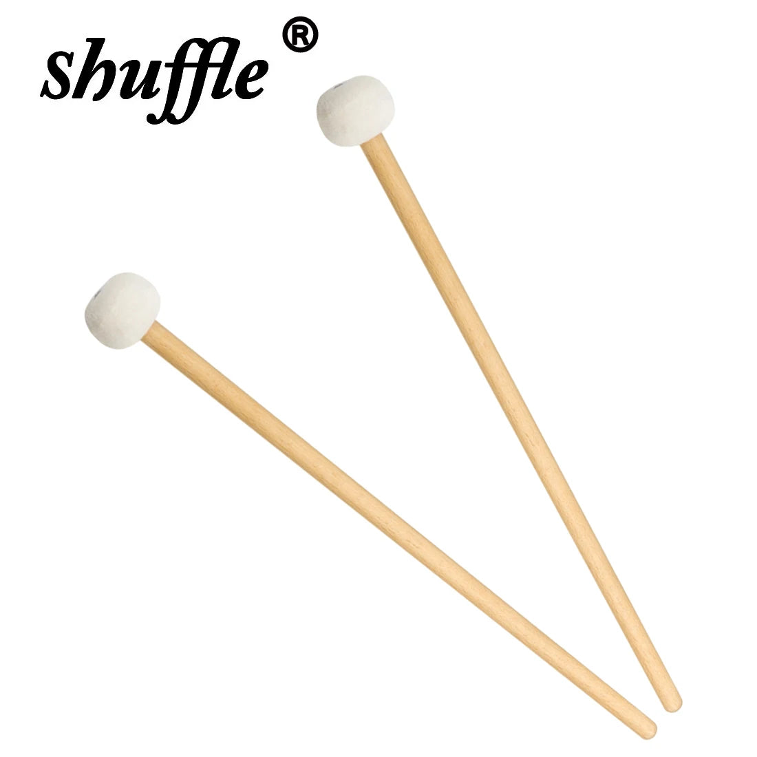 1 Pair Drumsticks Felt Drum Mallets Solid Wood Handle Drum Sticks Timpani Snare Drum Parts Percussion Instrument Accessories
