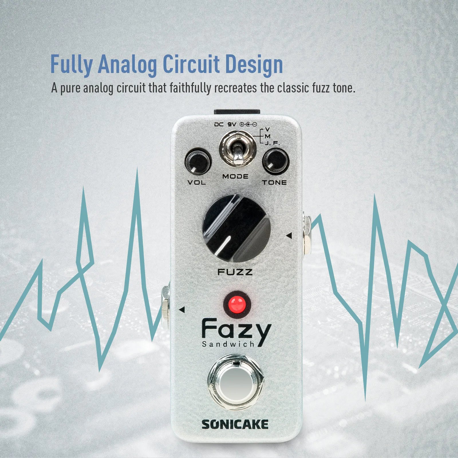 SONICAKE Fazy Sandwich Fuzz Guitar Effects Pedal Classic Fuzz Tone 100%-Analog True-Bypass QSS-24
